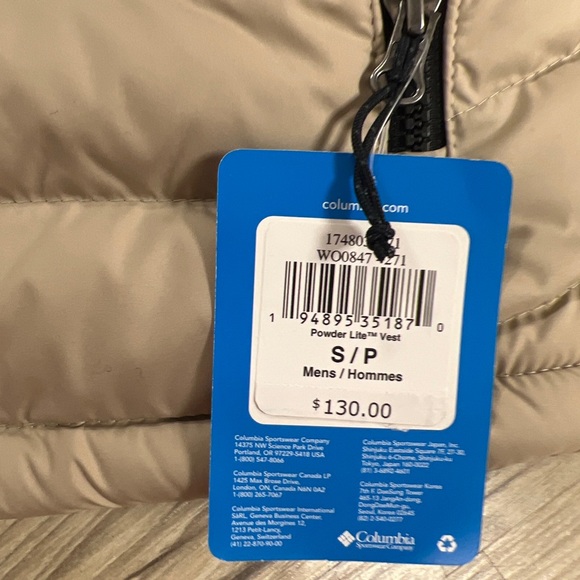 Columbia Omni-Heat Powder Lite Insulated Vest Full Zip Men's Small WO0847-271 - Picture 4 of 8